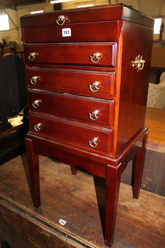 Collectors mahogany chest on stand